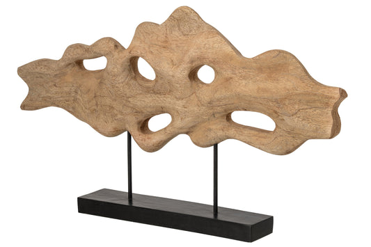 Abstract Decoration On Base Mango Wood Natural/Black