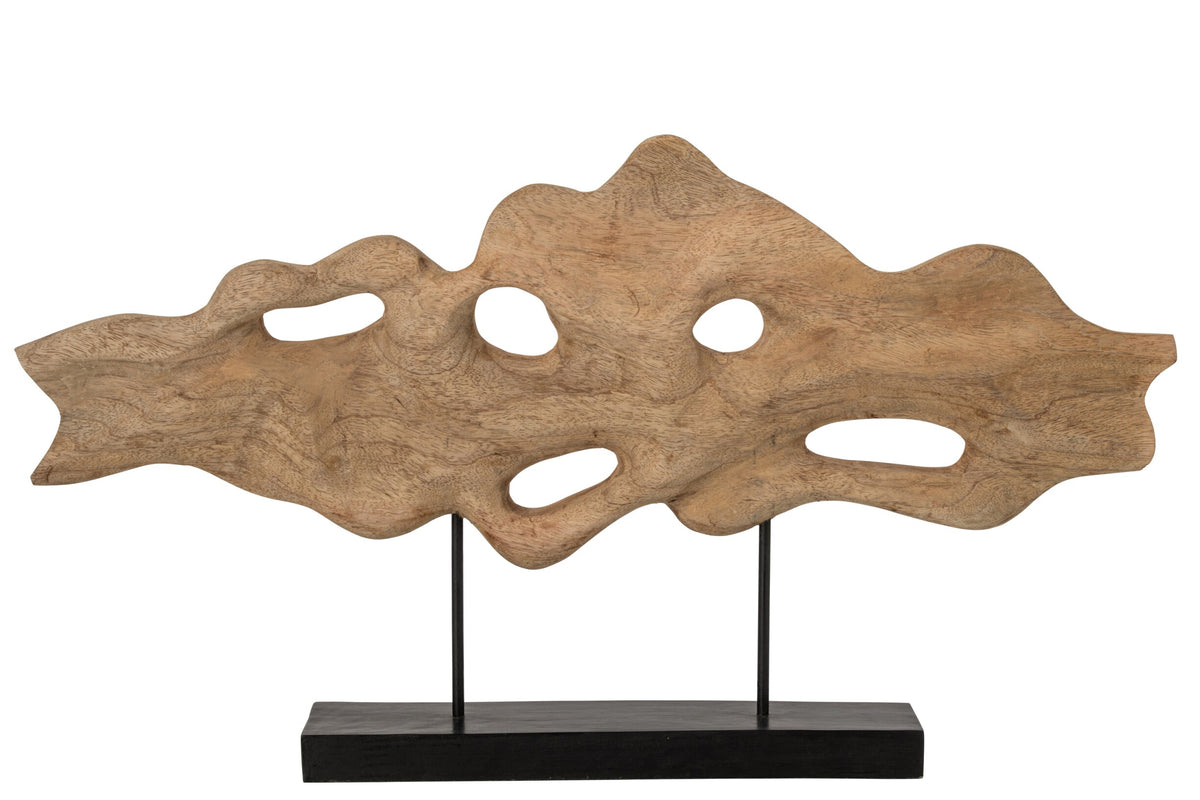 Abstract Decoration On Base Mango Wood Natural/Black