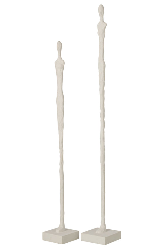 Set Of 2 Person On Base Abstract Polyresin White