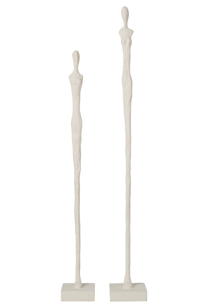 Set Of 2 Person On Base Abstract Polyresin White