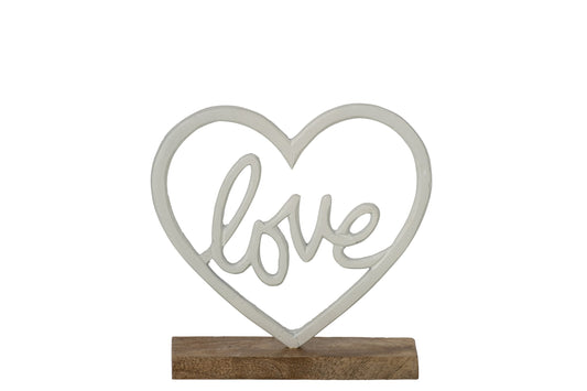 Love On Base Heart Aluminium White/Natural Small