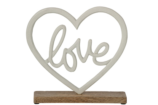 Love On Base Heart Aluminium White/Natural Large
