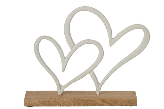 Heart On Base Double Aluminium White/Natural