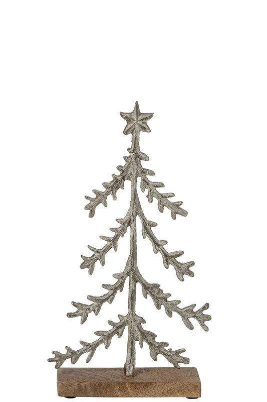 Christmas Tree On Base Star Aluminium Off-White/Natural Small