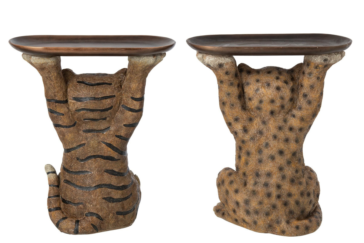 Decorative Tray Tiger + Leopard Polyresin Caramel Assortment Of 2