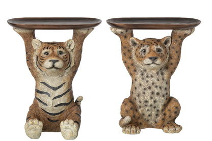 Decorative Tray Tiger + Leopard Polyresin Caramel Assortment Of 2