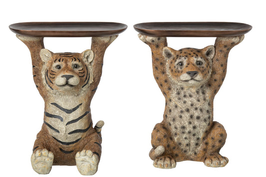 Decorative Tray Tiger + Leopard Polyresin Caramel Assortment Of 2