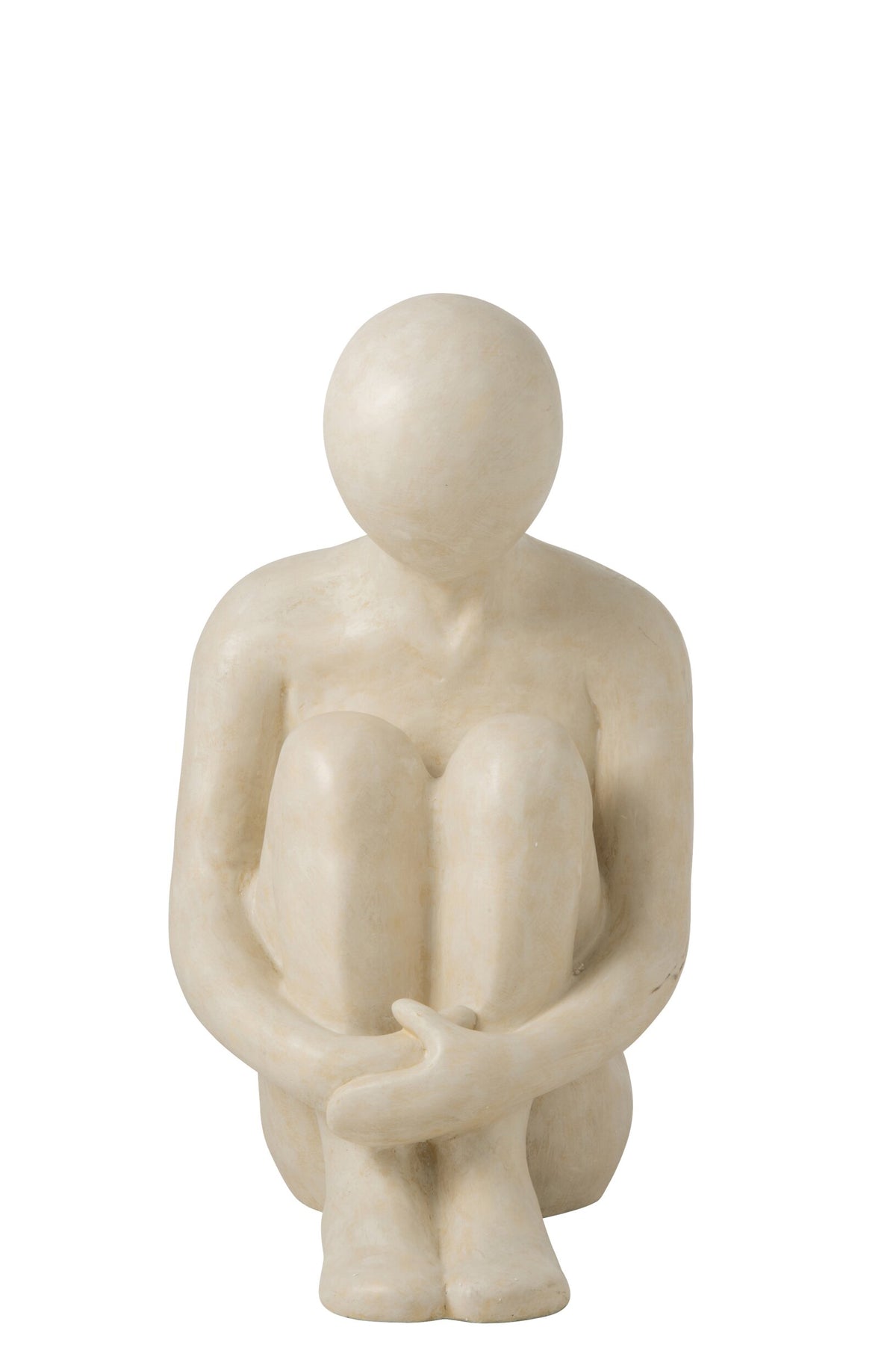 Figure Abstract Man Sitting Polyresin Off-White Small