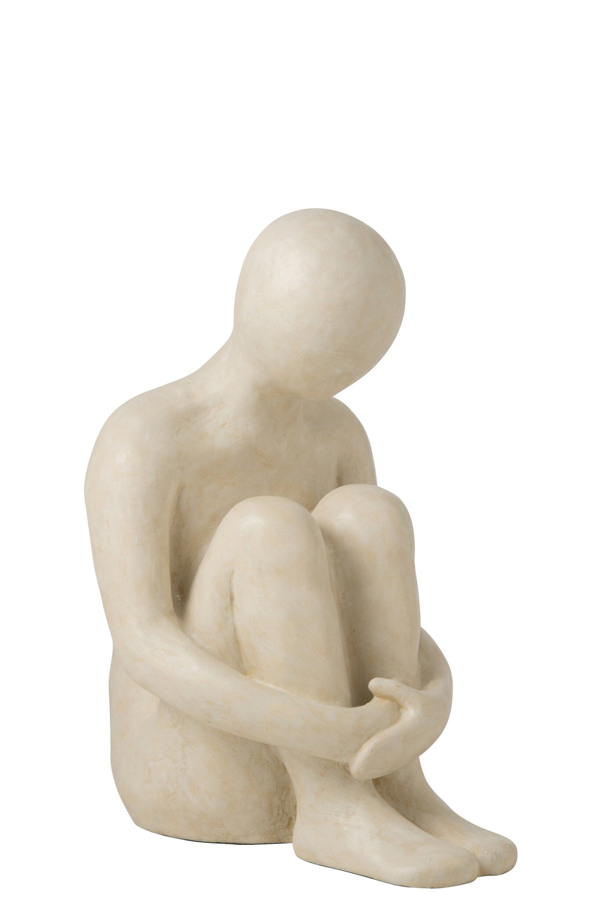 Figure Abstract Man Sitting Polyresin Off-White Small
