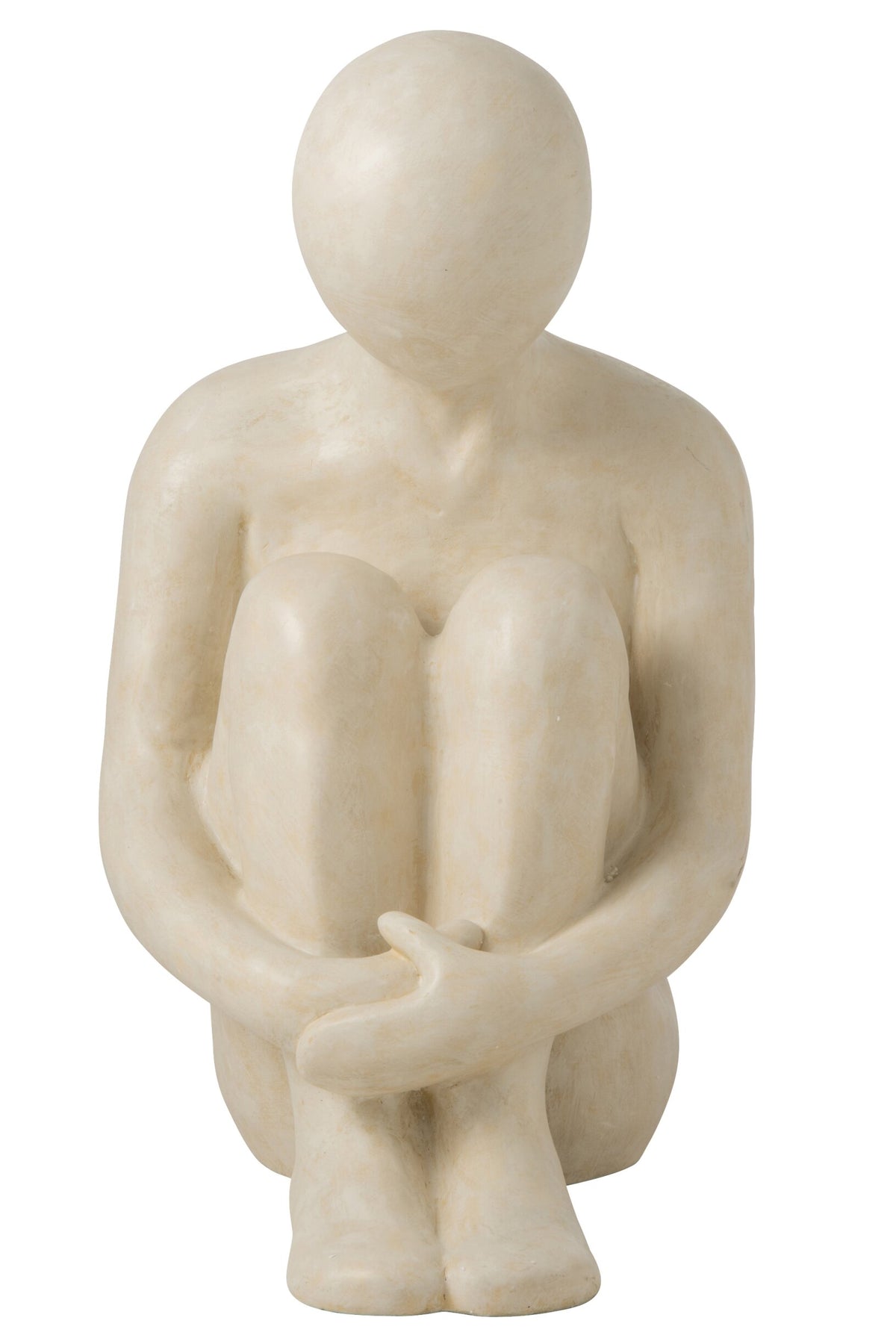 Figure Abstract Man Sitting Polyresin Off-White Large