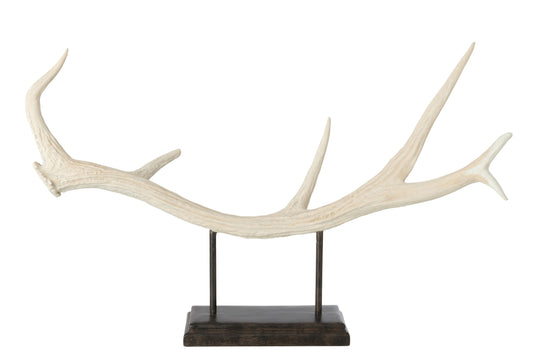 Antler On Base Polyresin Beige
