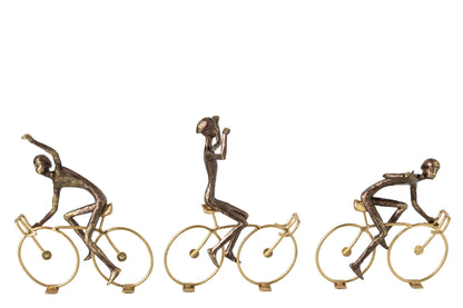 Cyclist Polyresin Brown/Gold Large Assortment Of 3