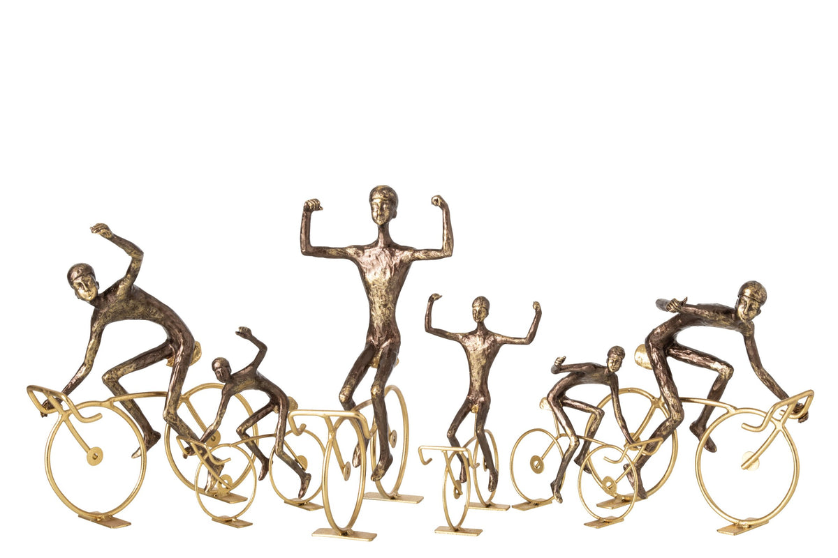 Cyclist Polyresin Brown/Gold Large Assortment Of 3