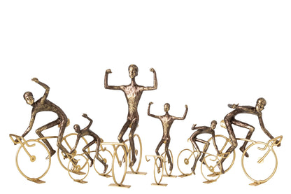 Cyclist Polyresin Brown/Gold Large Assortment Of 3
