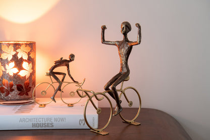 Cyclist Polyresin Brown/Gold Large Assortment Of 3