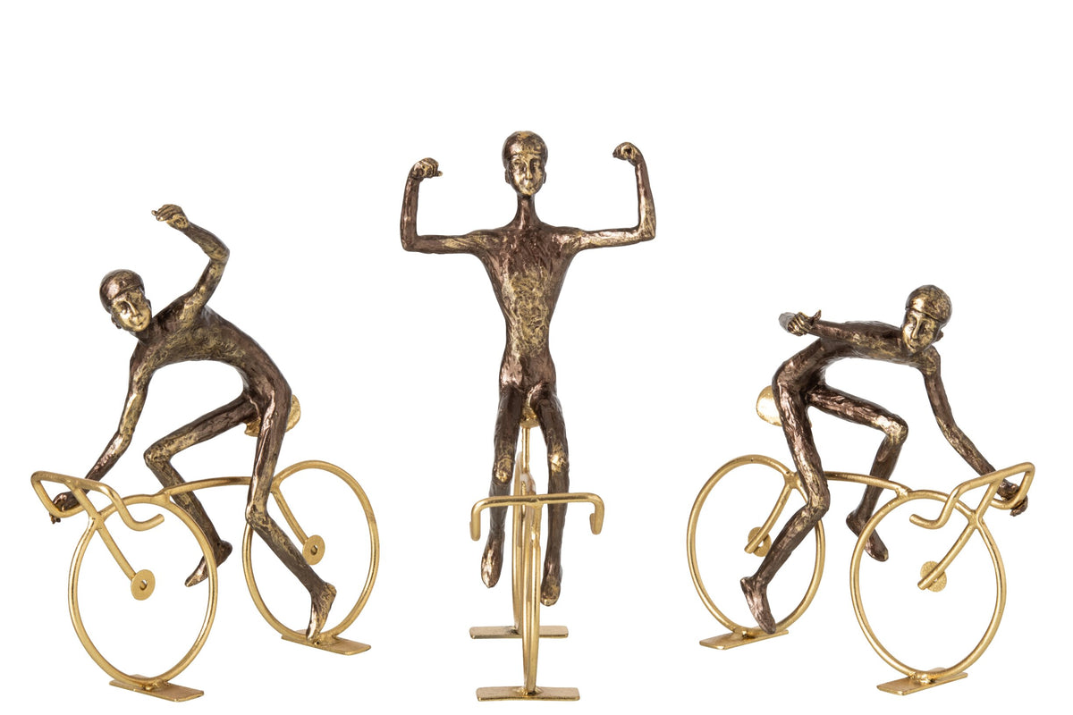 Cyclist Polyresin Brown/Gold Large Assortment Of 3
