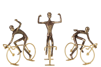 Cyclist Polyresin Brown/Gold Large Assortment Of 3