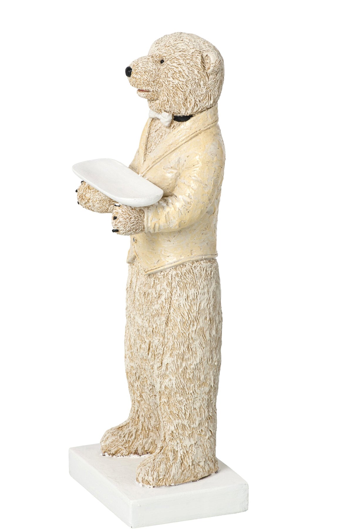 Bear Waiter Polyresin Beige/Off-White Large