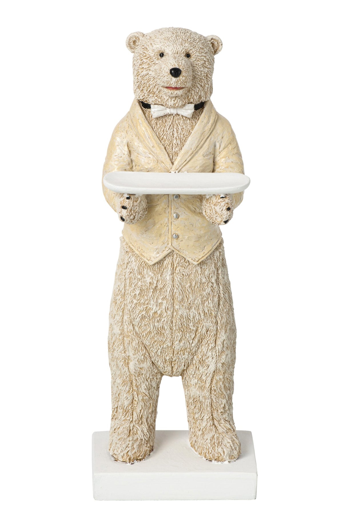 Bear Waiter Polyresin Beige/Off-White Large