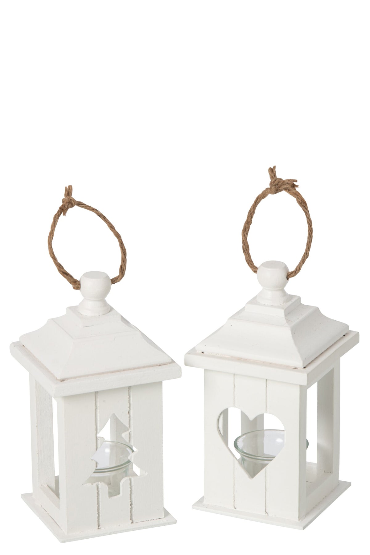 Lantaarn Dennenhout Wit Assortiment Van 2