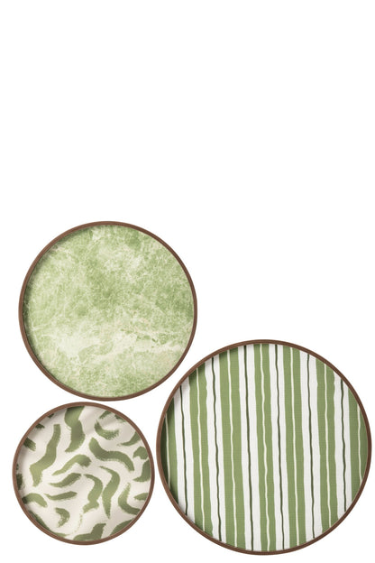 Set Of 3 Wall Object Round MDF Olive