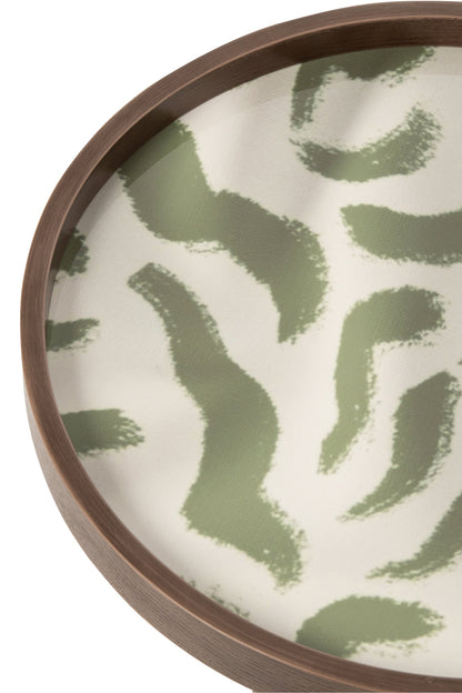 Set Of 3 Coffee Table Round Rubber Wood Olive