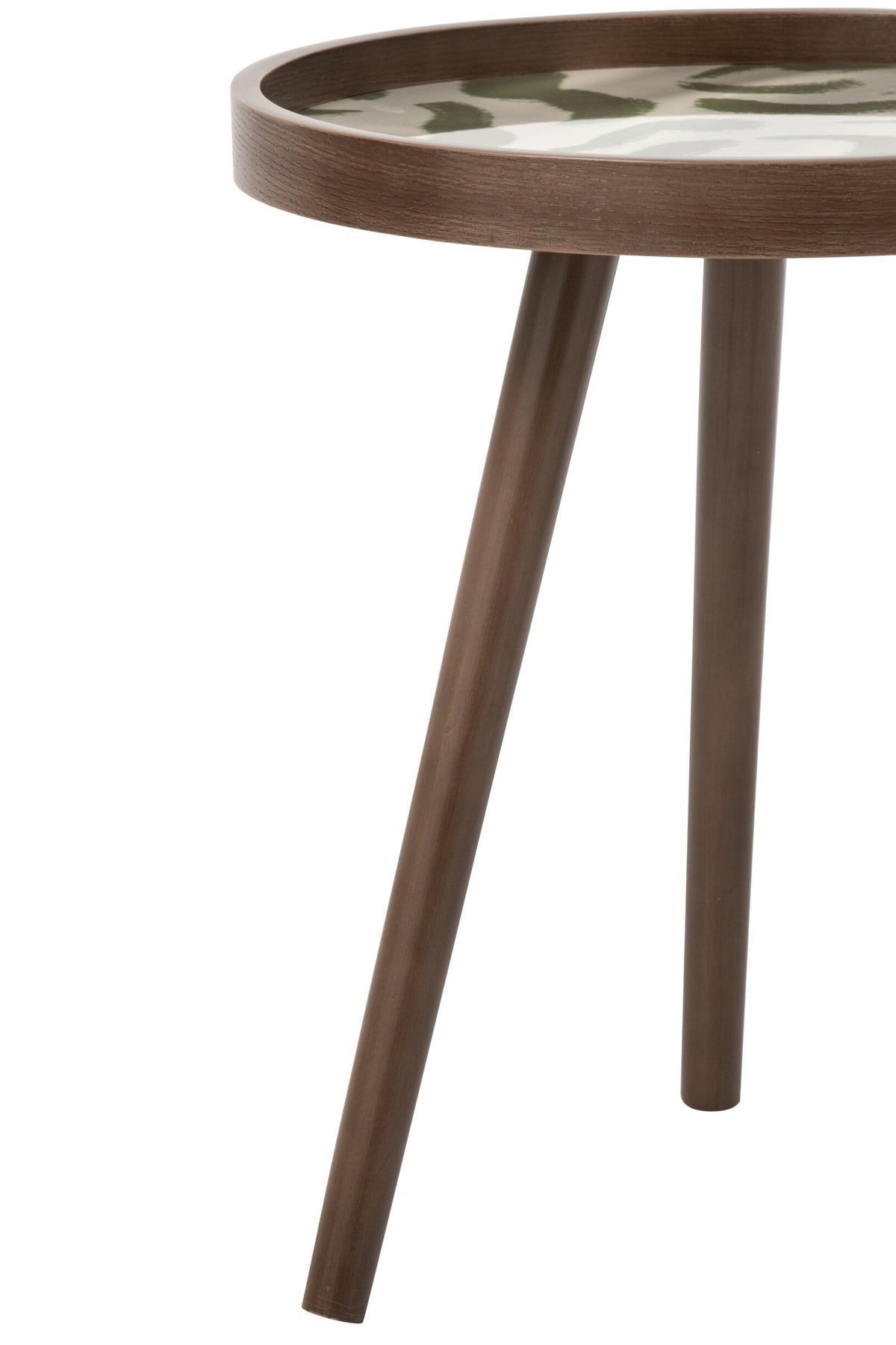 Set Of 3 Coffee Table Round Rubber Wood Olive