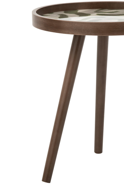 Set Of 3 Coffee Table Round Rubber Wood Olive