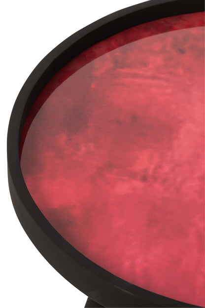 Set Of 3 Coffee Table Round Rubber Wood Multi/Black