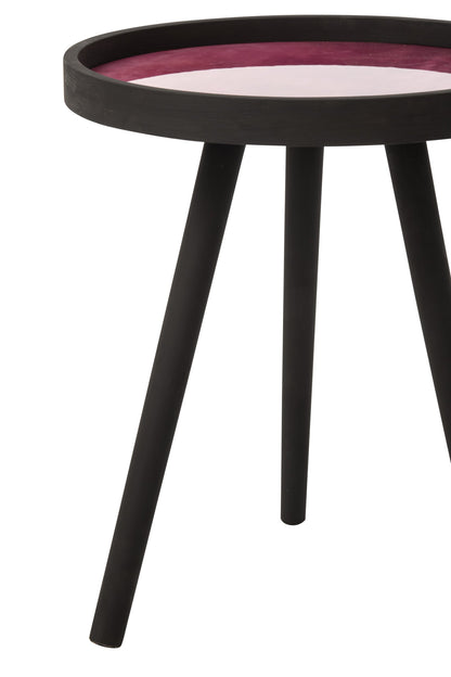 Set Of 3 Coffee Table Round Rubber Wood Multi/Black