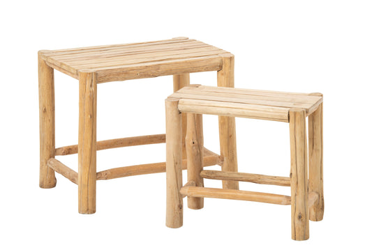 Set Of 2 Pedestal Chamonix Fir Wood Natural