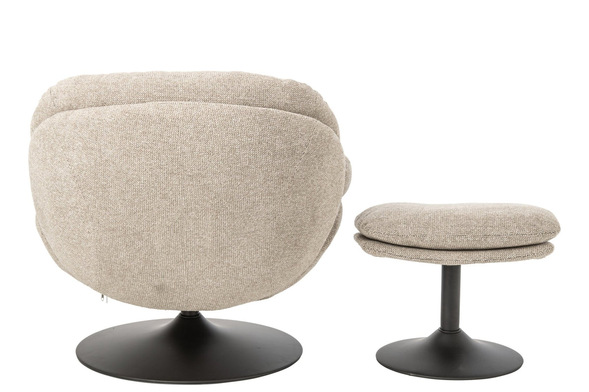 Lounge Chair + Footstool Metal Beige