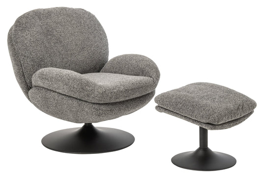Lounge Chair + Footstool Metal Dark Grey