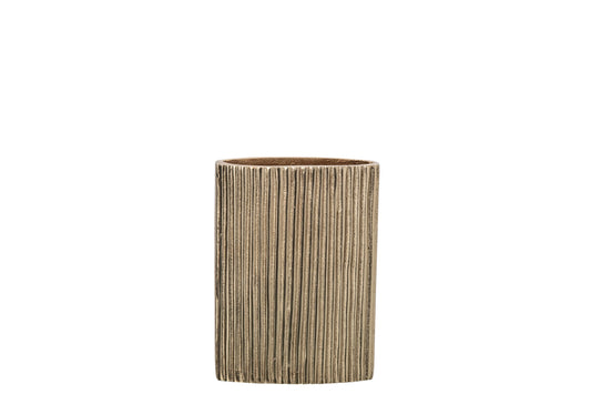 Vase Ribbed Aluminium Gold Small