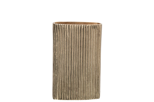 Vase Ribbed Aluminium Gold Large