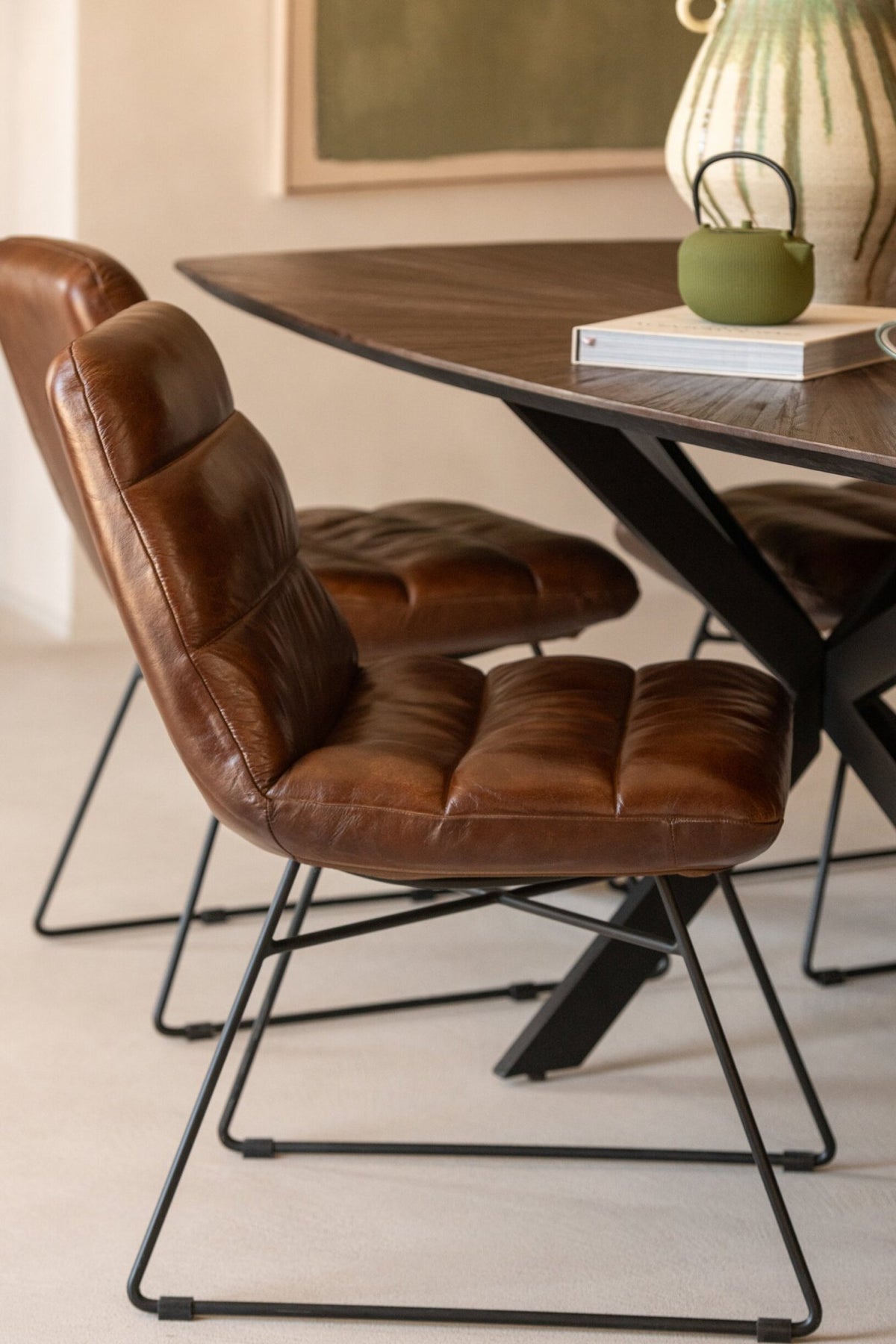 Dining Chair Leather Brown