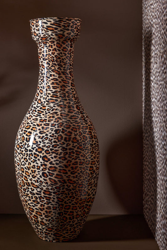 Floor Vase Leo Metal Caramel/Black