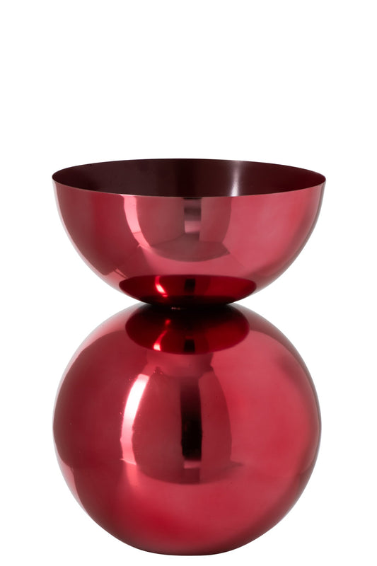 Vase Shiny Round Metal Christmas Red Large