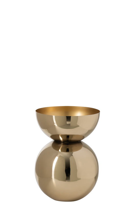 Vase Shiny Round Metal Gold Small