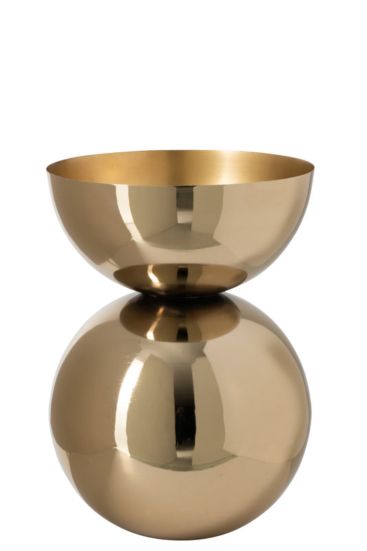 Vase Shiny Round Metal Gold Large