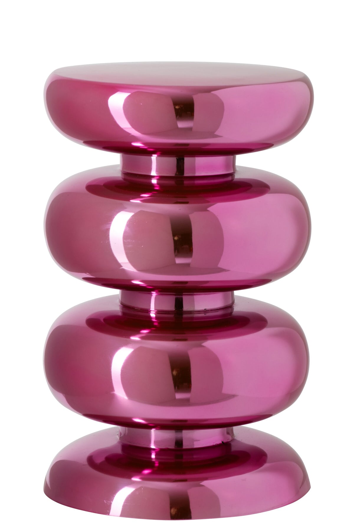 Stool Shiny Round Metal Neon Pink
