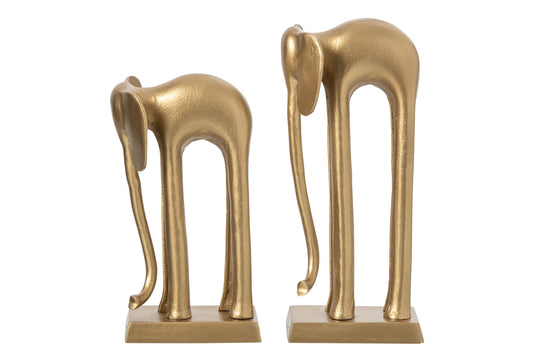 Set Of 2 Elephant Aluminium Gold