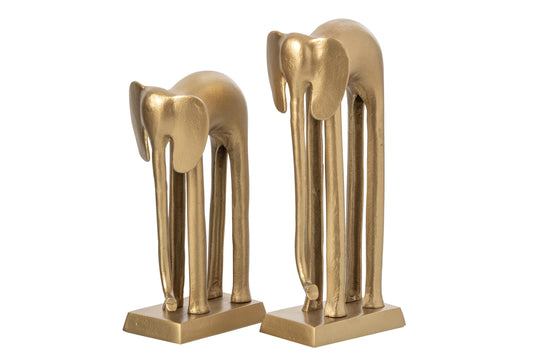 Set Of 2 Elephant Aluminium Gold