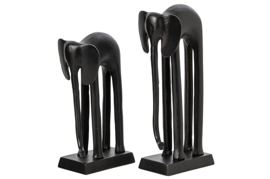 Set Of 2 Elephant Aluminium Black