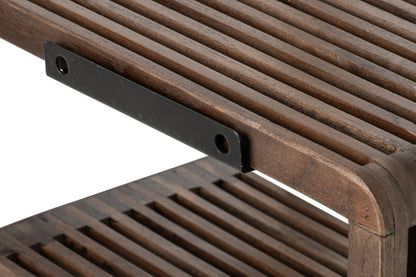 Wall shelf solid recycled wood dark brown large