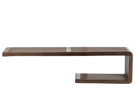 Wandplank gelat gerecycleerd hout donkerbruin groot