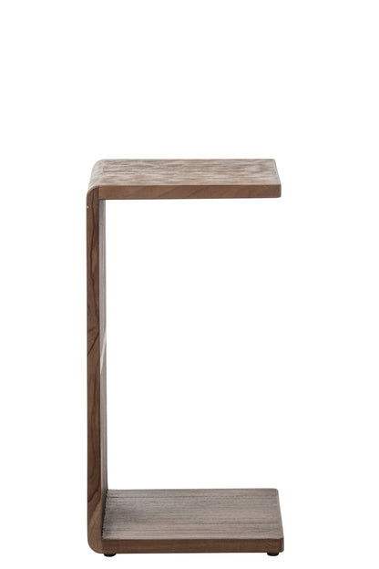 Side Table Slated Recycled Wood Dark Brown