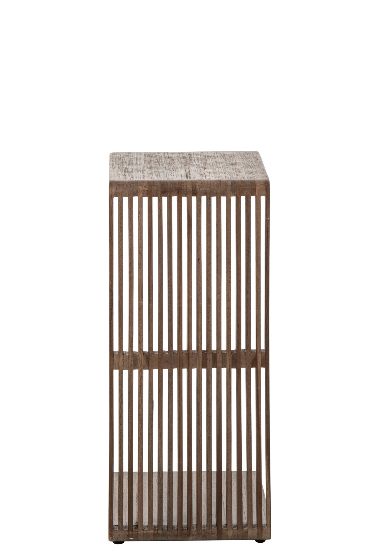Side Table Slated Recycled Wood Dark Brown