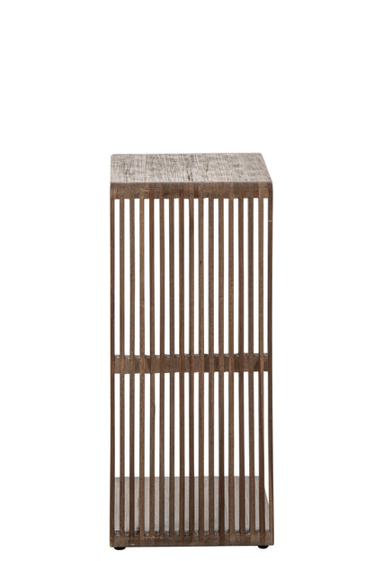 Side Table Slated Recycled Wood Dark Brown