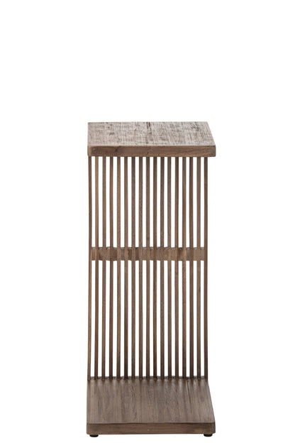 Side Table Slated Recycled Wood Dark Brown